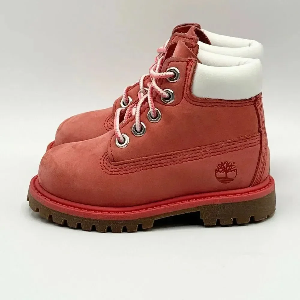 Timberland 6” Waterproof Boots with Ankle Padding in Medium Pink - US Toddler 5